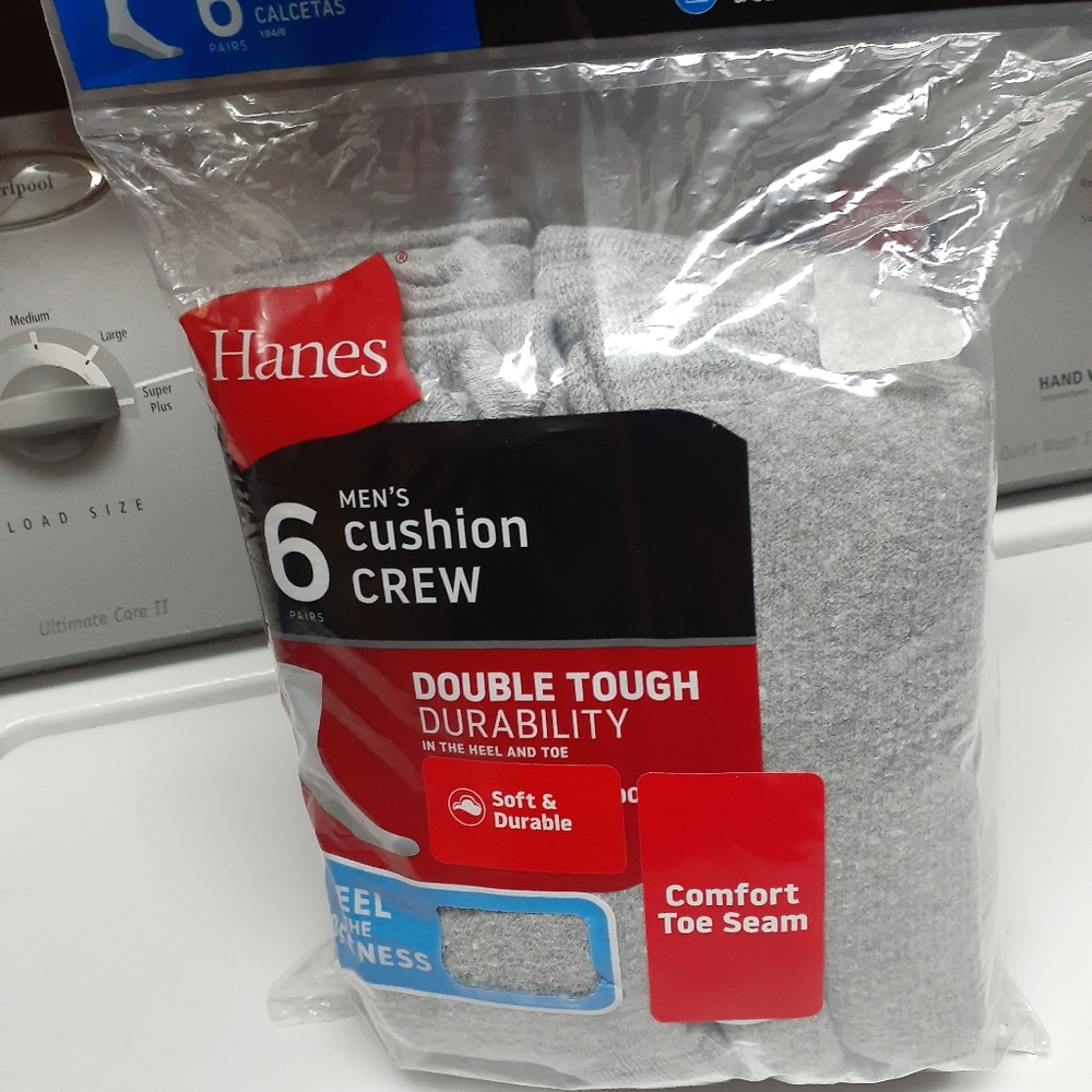 New Hanes Mens Cushion Crew 6-12